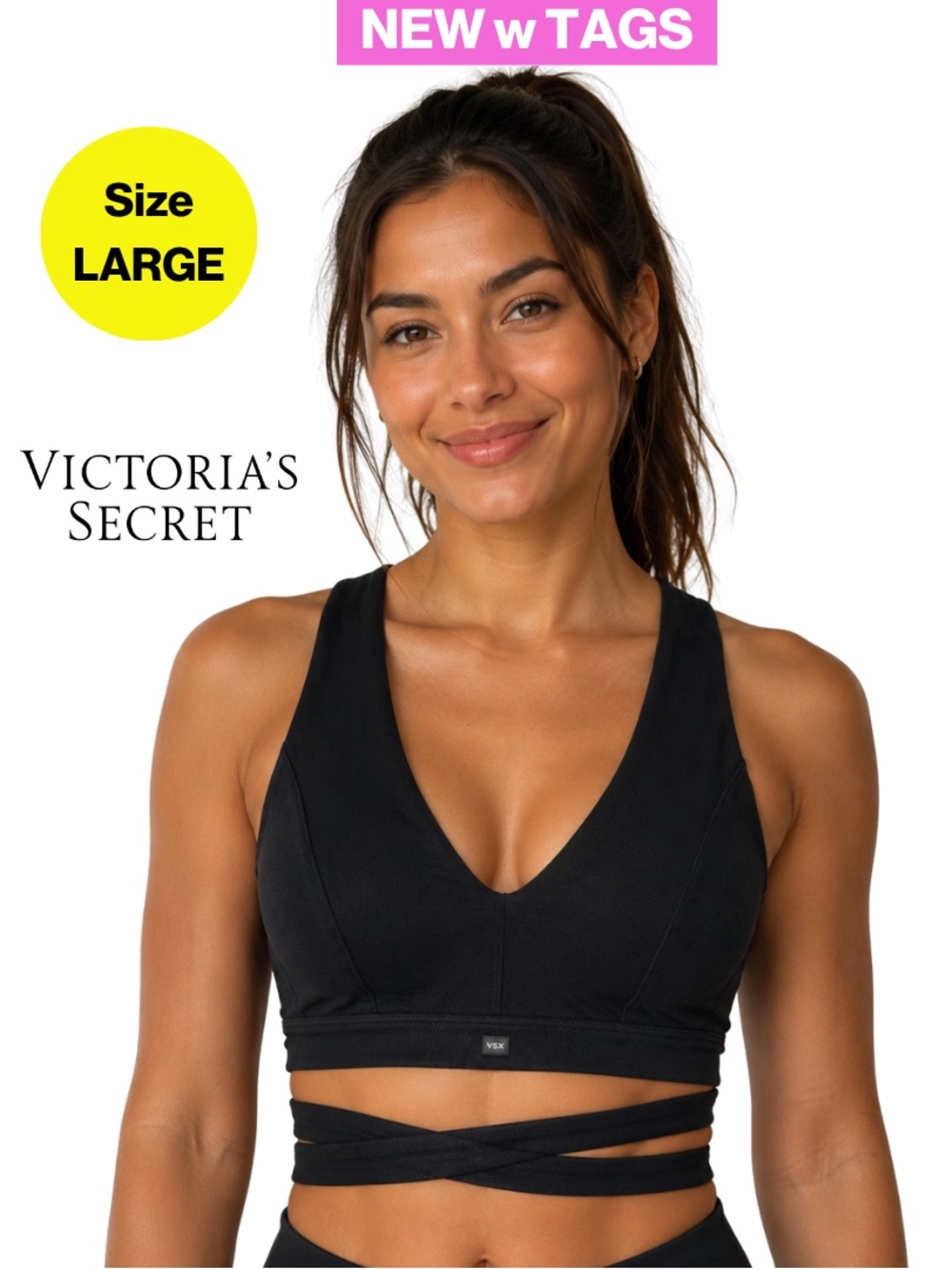 NEW w TAGS 🏷️ VSX Plunging V-Neck Sports Bra, Light Support (Women’s Size Large)